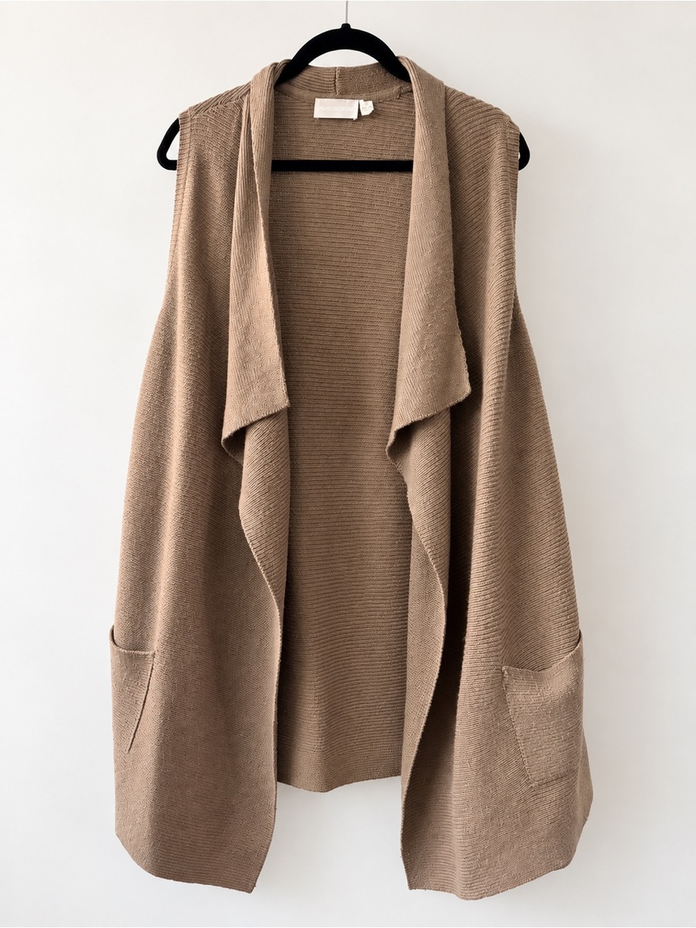Seven Sisters Taupe Waterfall Knit Vest Cardigan